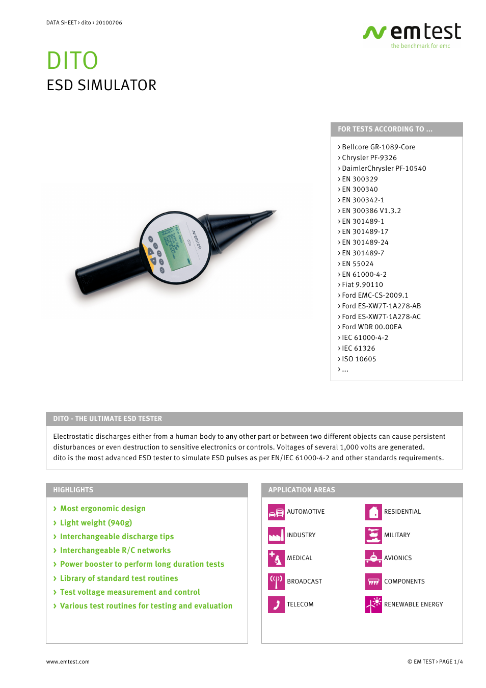 Atec EM-Test-Dito User Manual | 4 pages