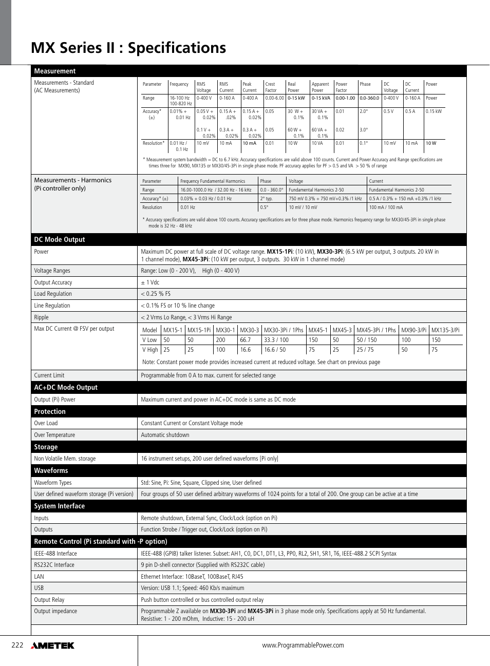 Mx series ii : specifications | Atec California-Instruments_MX Series User Manual | Page 6 / 8