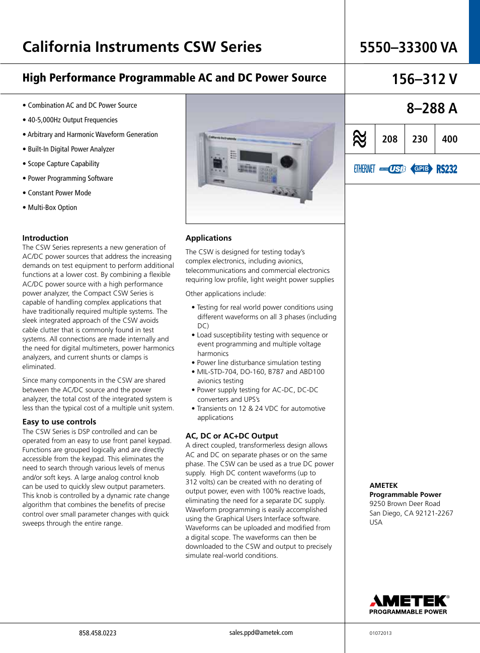 Atec California-Instruments-CSW5550 User Manual | 8 pages