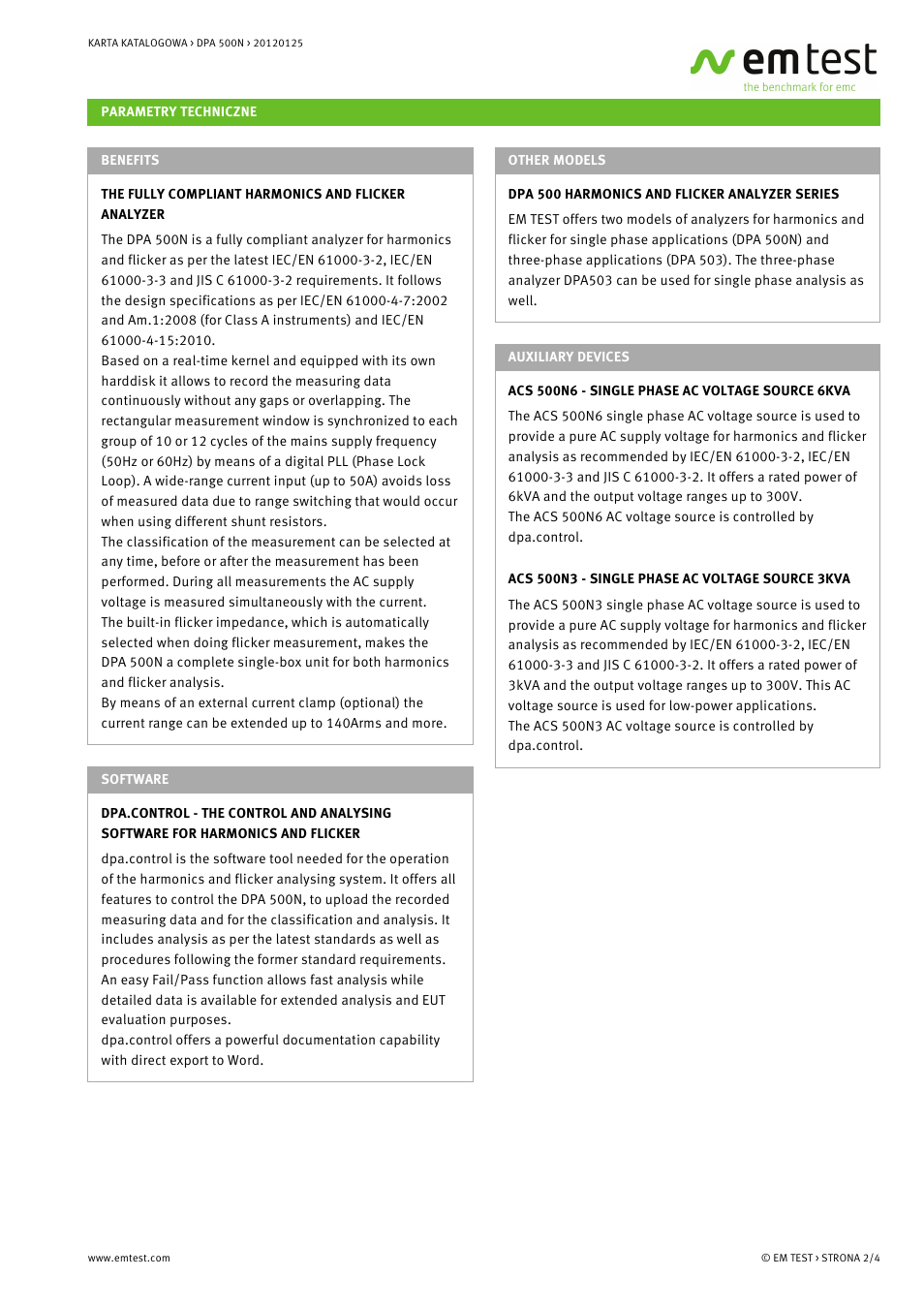 Atec EM-Test-DPA500N User Manual | Page 2 / 4