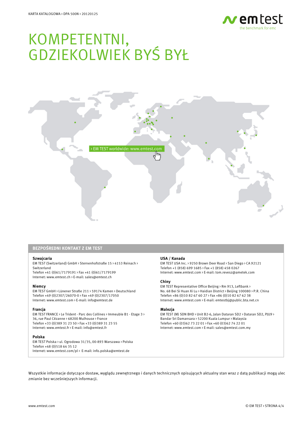 Kompetentni, gdziekolwiek byś był | Atec EM-Test-DPA500N User Manual | Page 4 / 4