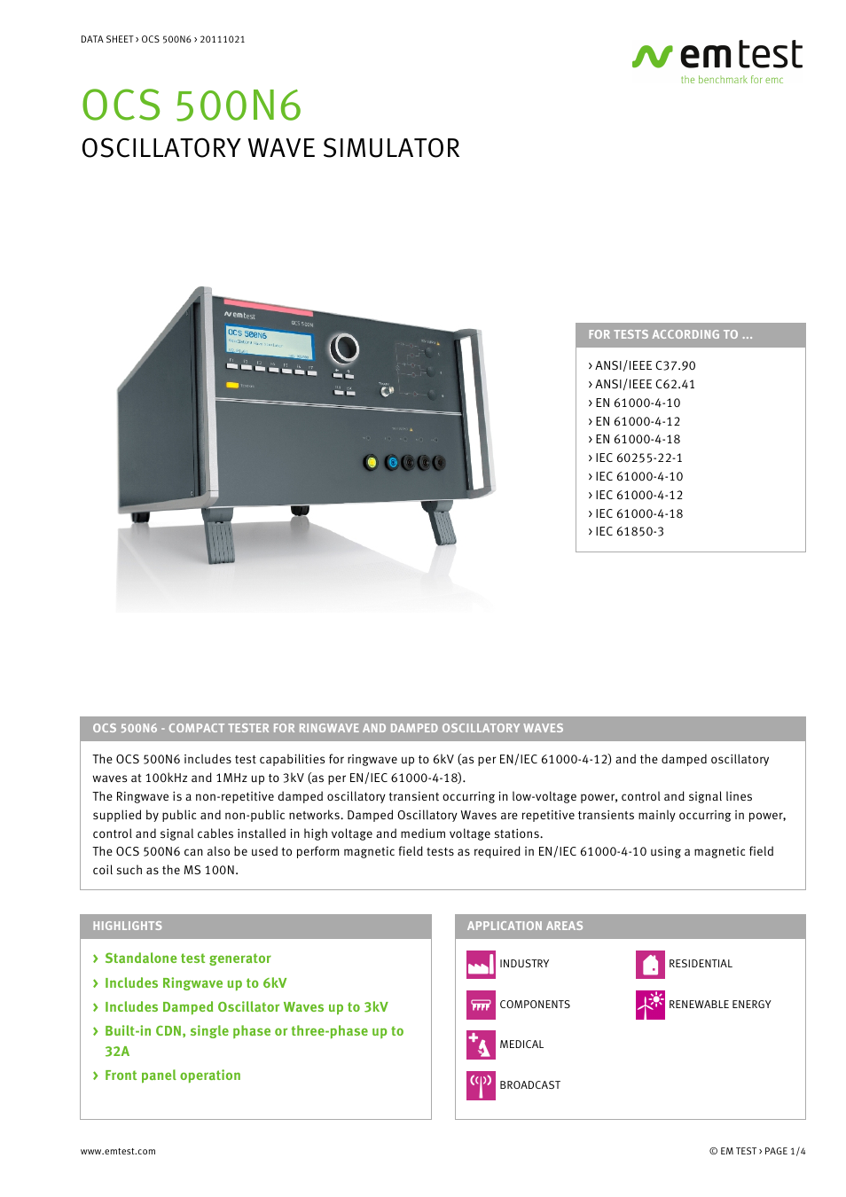 Atec EM-Test-OCS500N6 User Manual | 4 pages