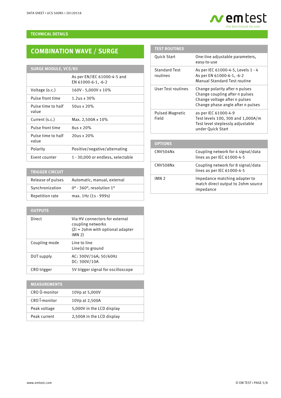 Combination wave / surge | Atec EM-Test-UCS500N5 User Manual | Page 5 / 8