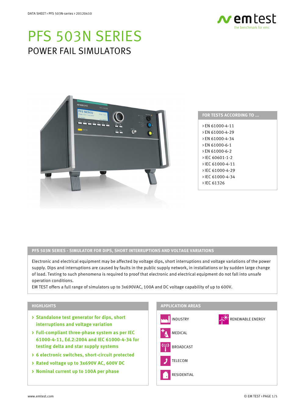 Atec EM-Test-PFS-503N User Manual | 5 pages