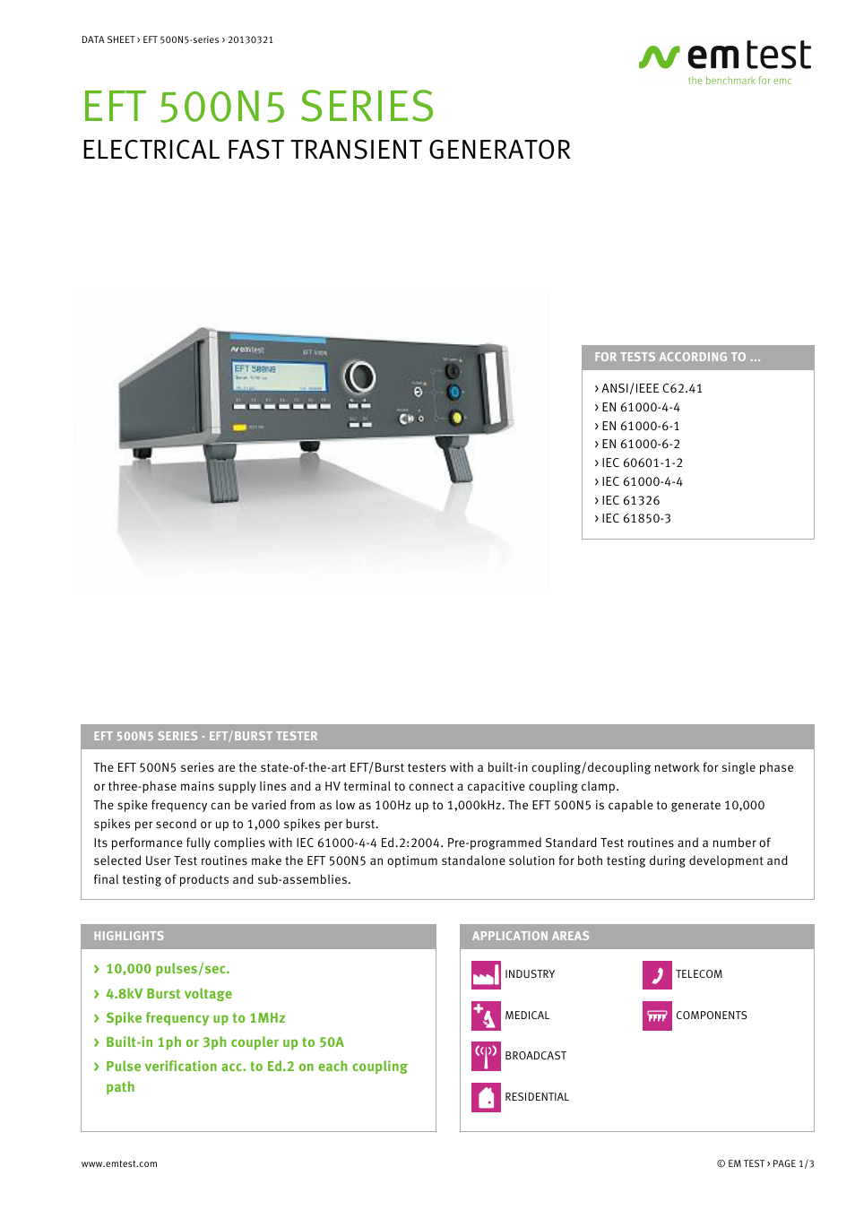 Atec EM-Test-EFT-500N5 Series User Manual | 3 pages