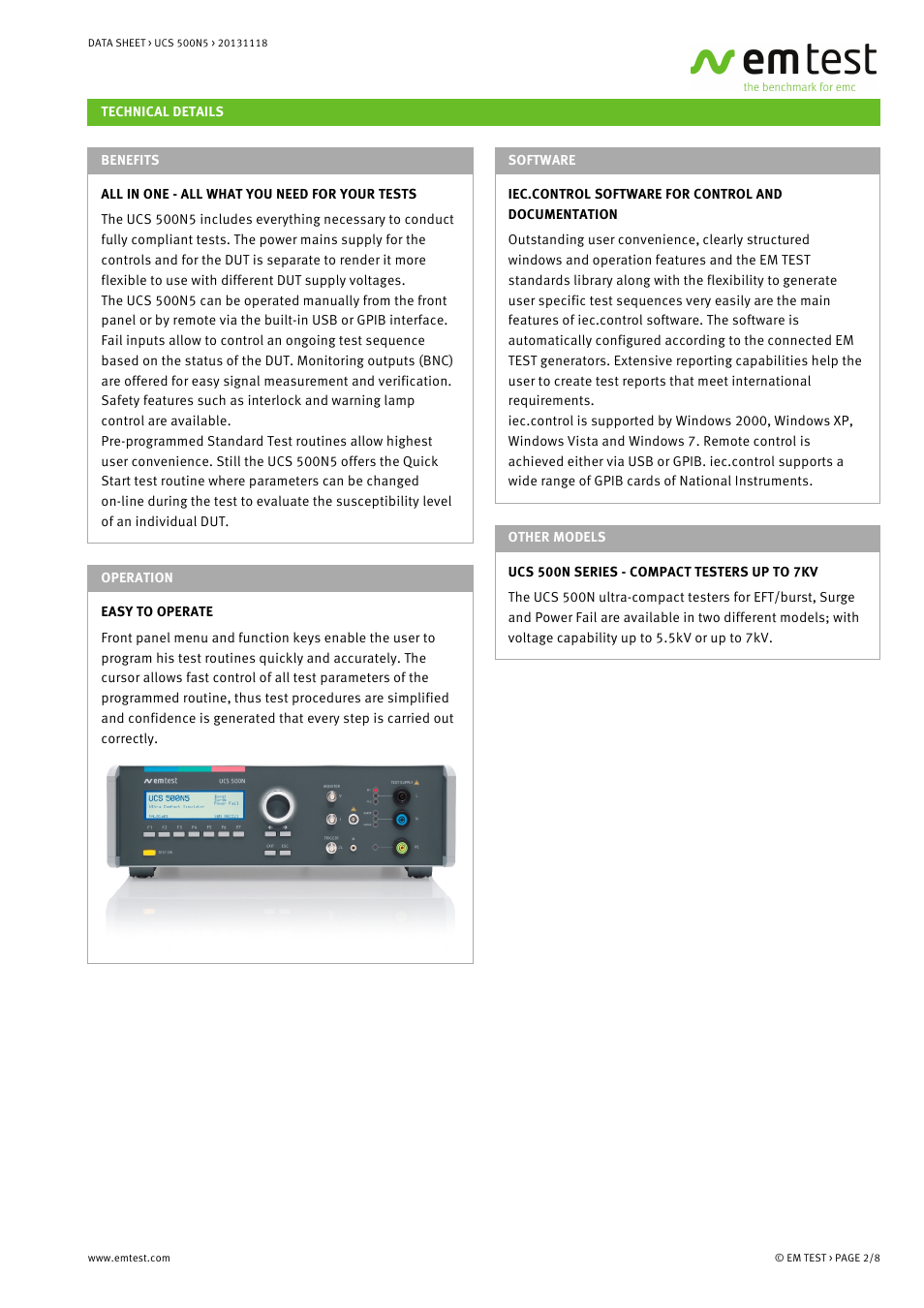 Atec EM-Test-UCS500N Series User Manual | Page 2 / 8