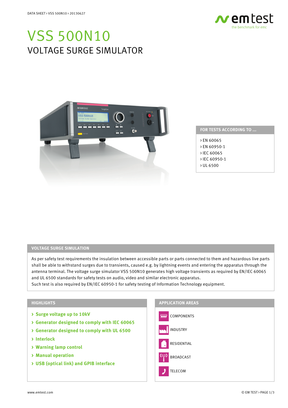 Atec EM-Test-VSS-500N10 User Manual | 3 pages