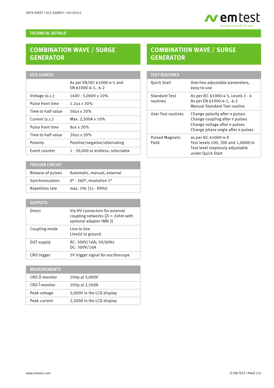 Combination wave / surge generator | Atec EM-Test-UCS500N5V User Manual | Page 2 / 4