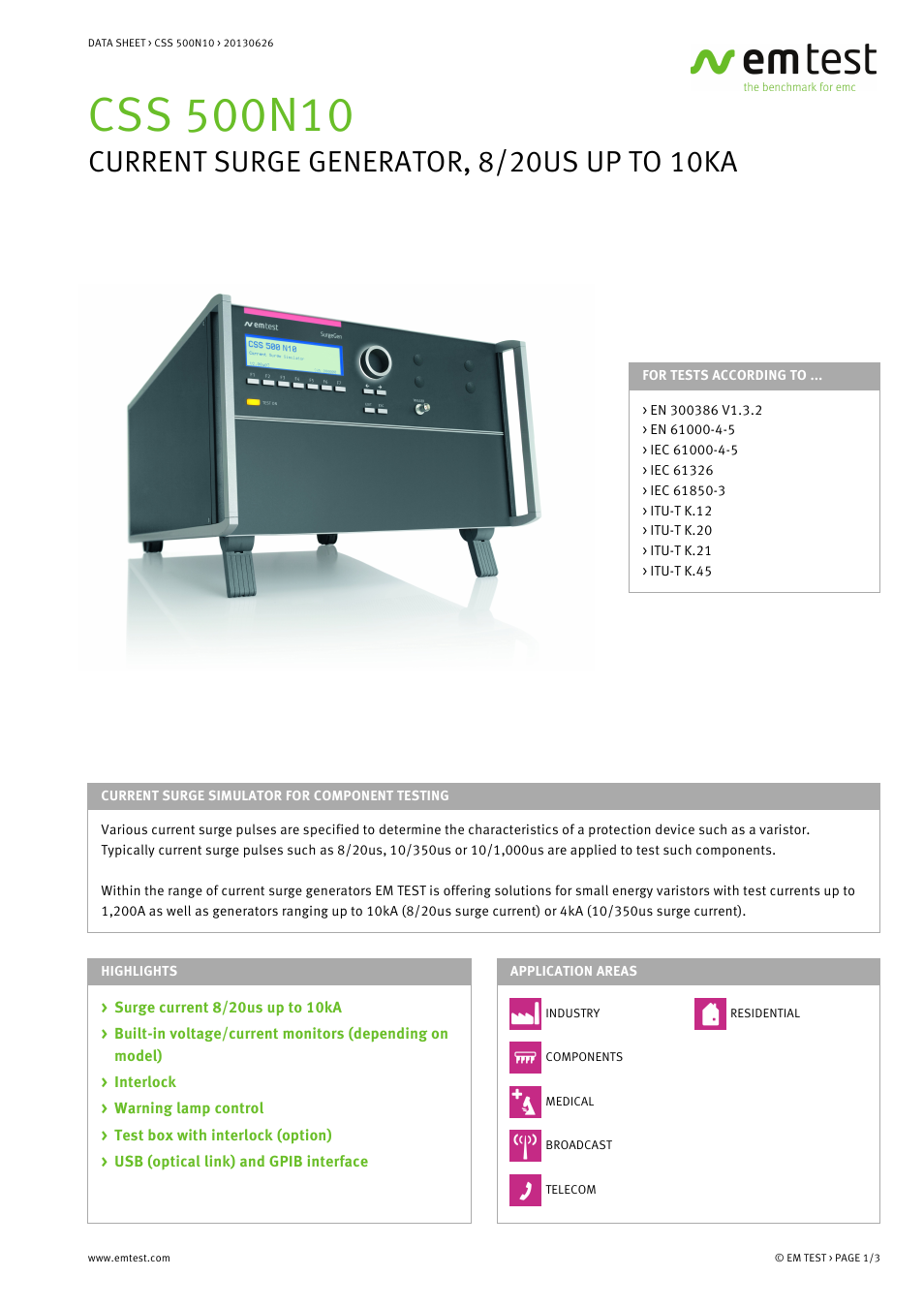 Atec EM-Test-CSS500N10 User Manual | 3 pages