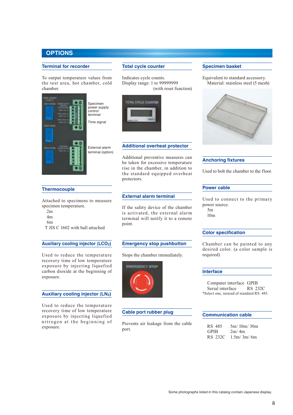 Options | Atec Espec-TSE-11-A User Manual | Page 9 / 10