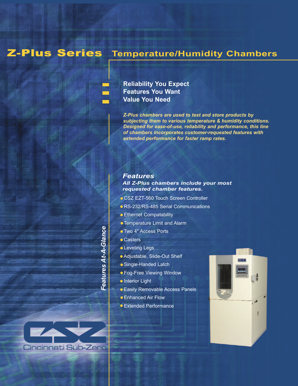 Z-plus series, Temperature/humidity chambers | Atec Cincinnati-Sub-Zero-Z Series User Manual | Page 2 / 10