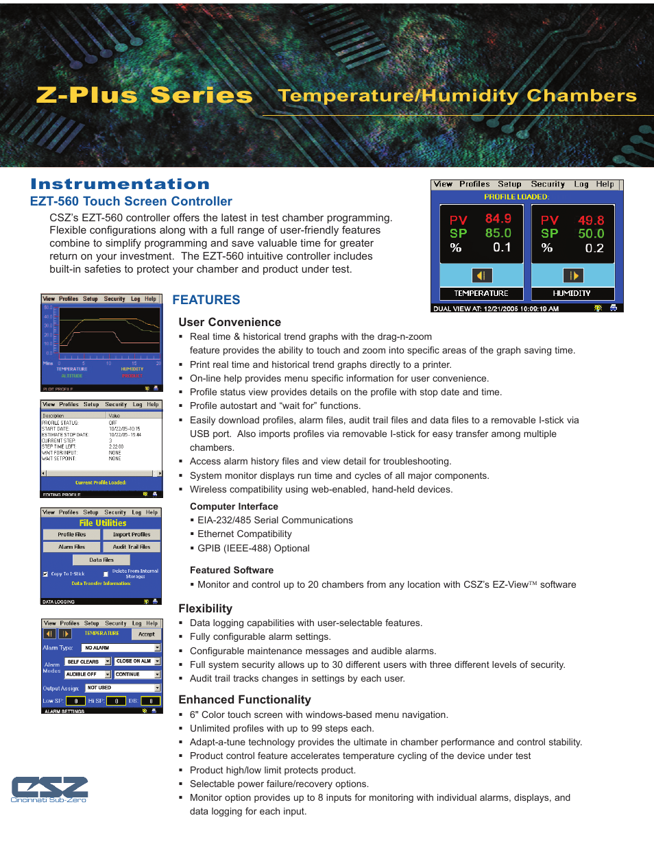 Z-plus series, Temperature/humidity chambers, Instrumentation | Atec Cincinnati-Sub-Zero-Z Series User Manual | Page 4 / 10