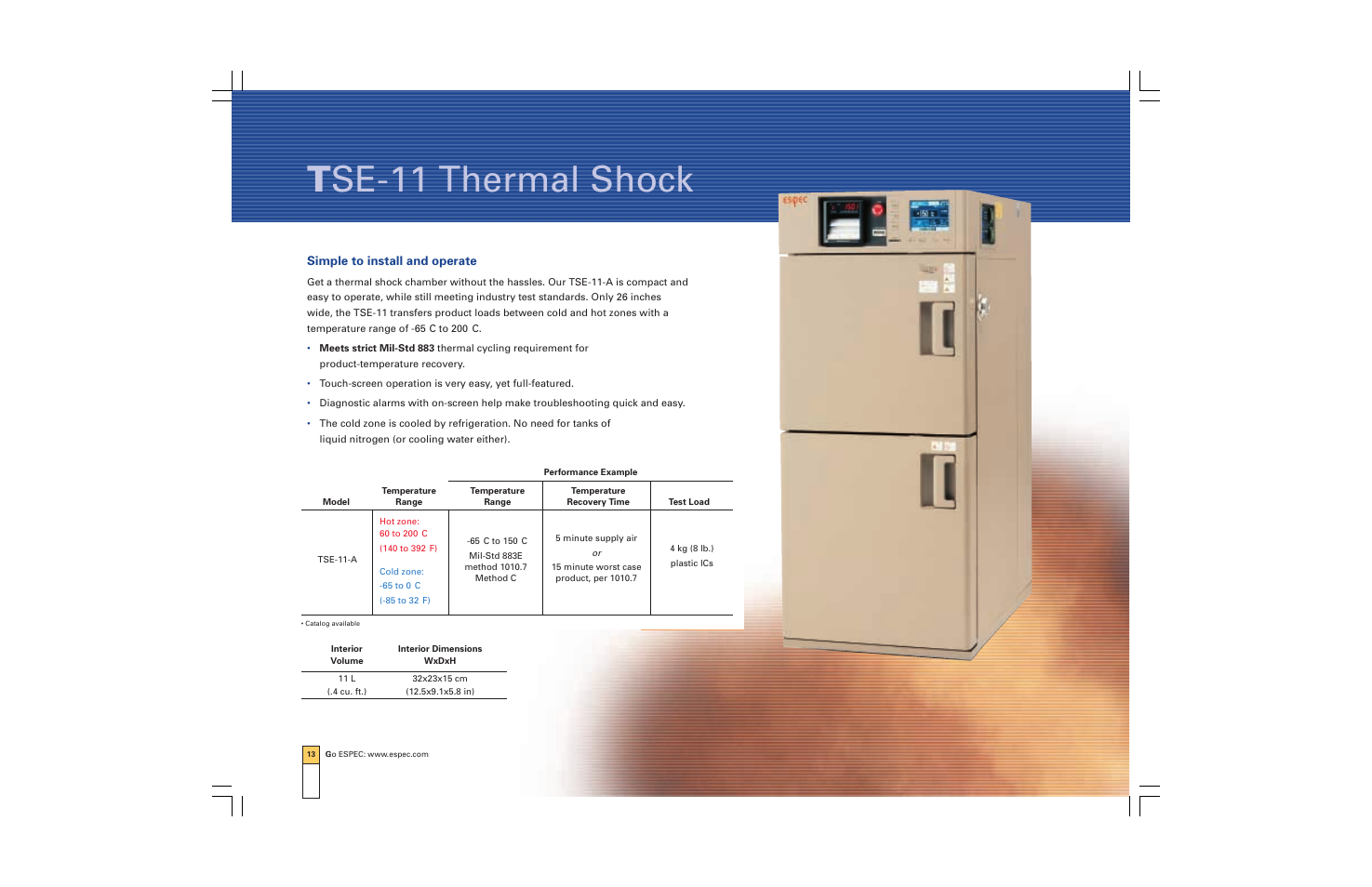 T se-11 thermal shock, Simple to install and operate | Atec Espec-ESX Series User Manual | Page 14 / 24
