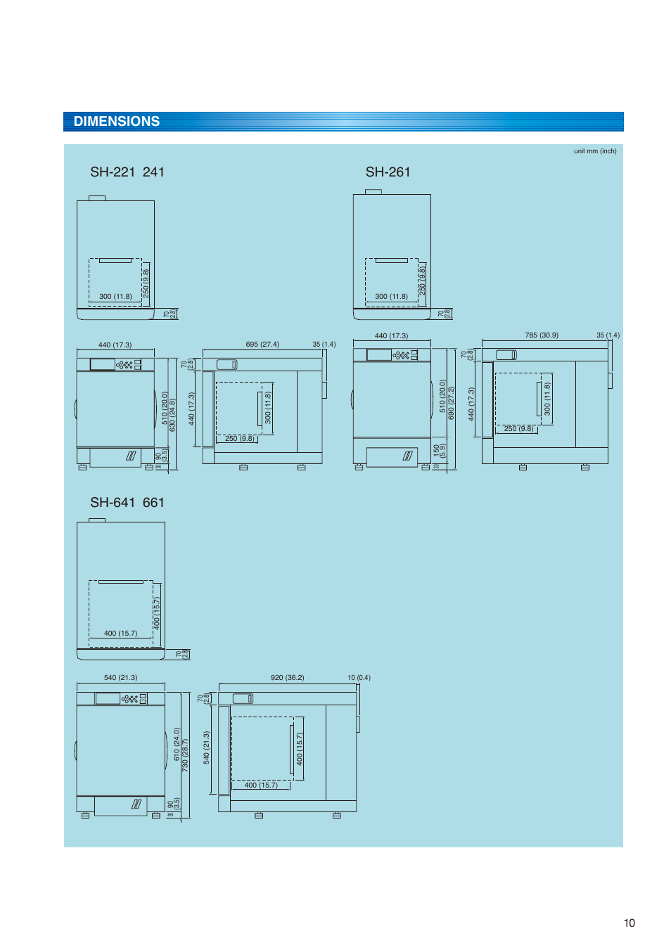 Dimensions, Sh-261 | Atec Espec-SH-641 User Manual | Page 11 / 16