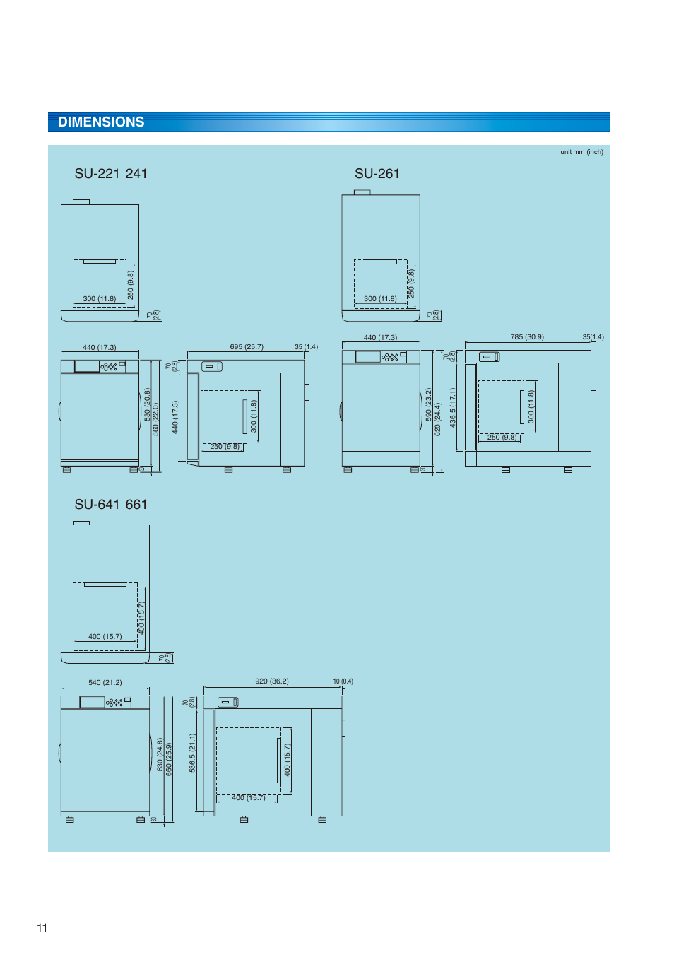 Dimensions, Su-261 | Atec Espec-SH-641 User Manual | Page 12 / 16