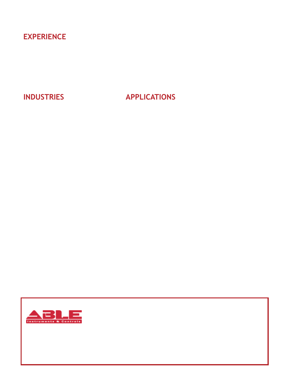 Industries applications, Experience | Atec Controlotron-1010P1 User Manual | Page 8 / 8