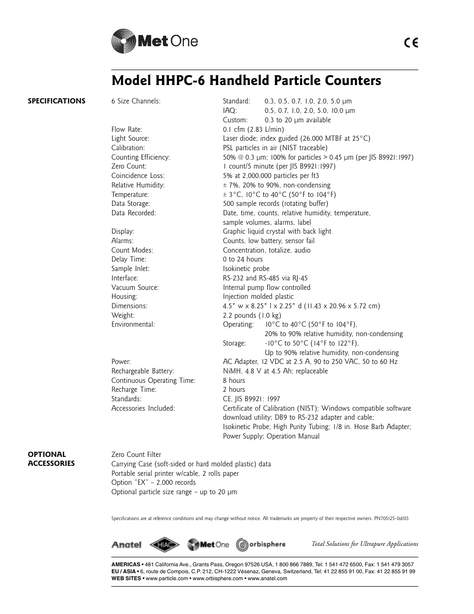 Model hhpc-6 handheld particle counters | Atec Arti-HHPC-6 User Manual | Page 2 / 2
