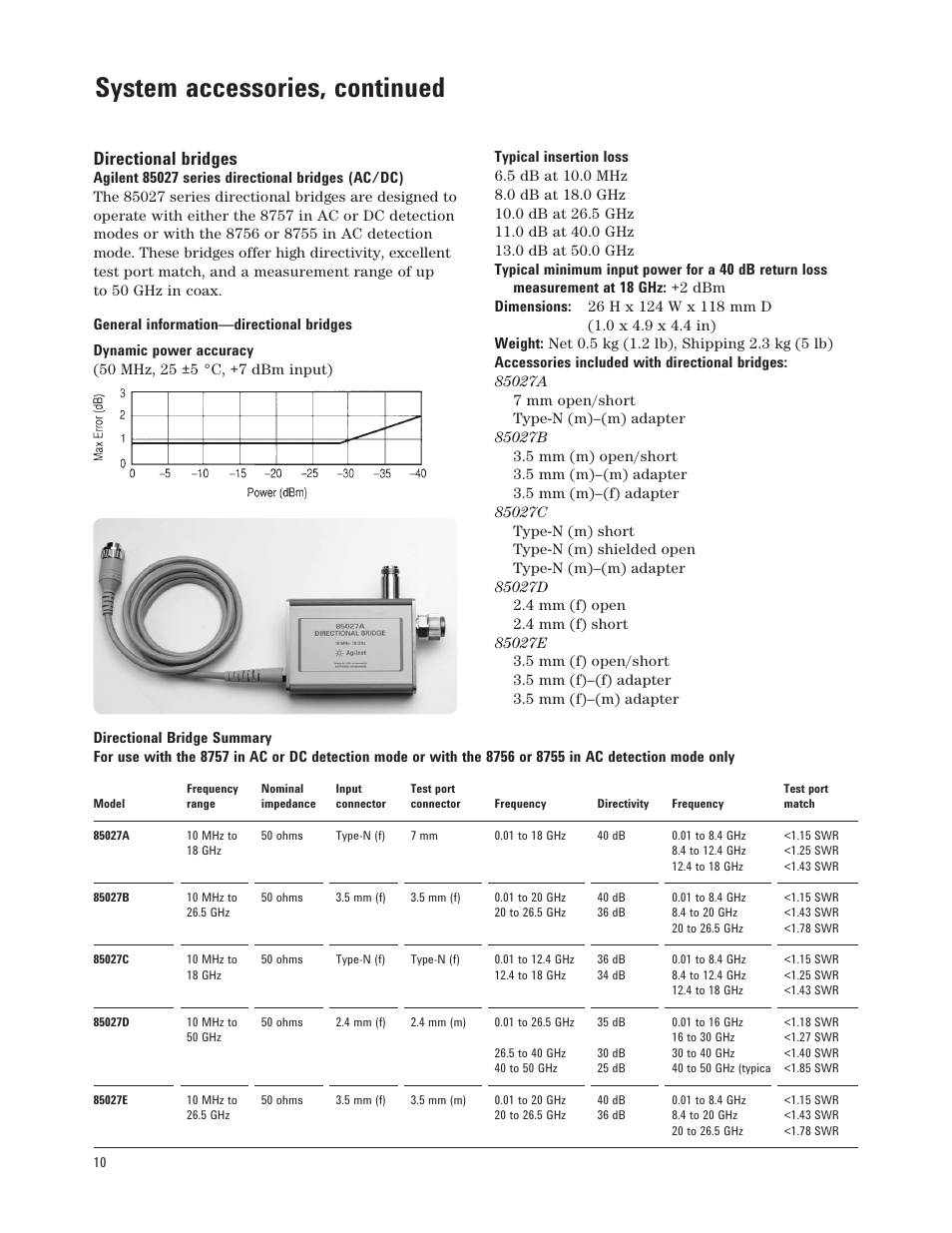 System accessories, continued, Directional bridges | Atec Agilent-8757D User Manual | Page 10 / 14