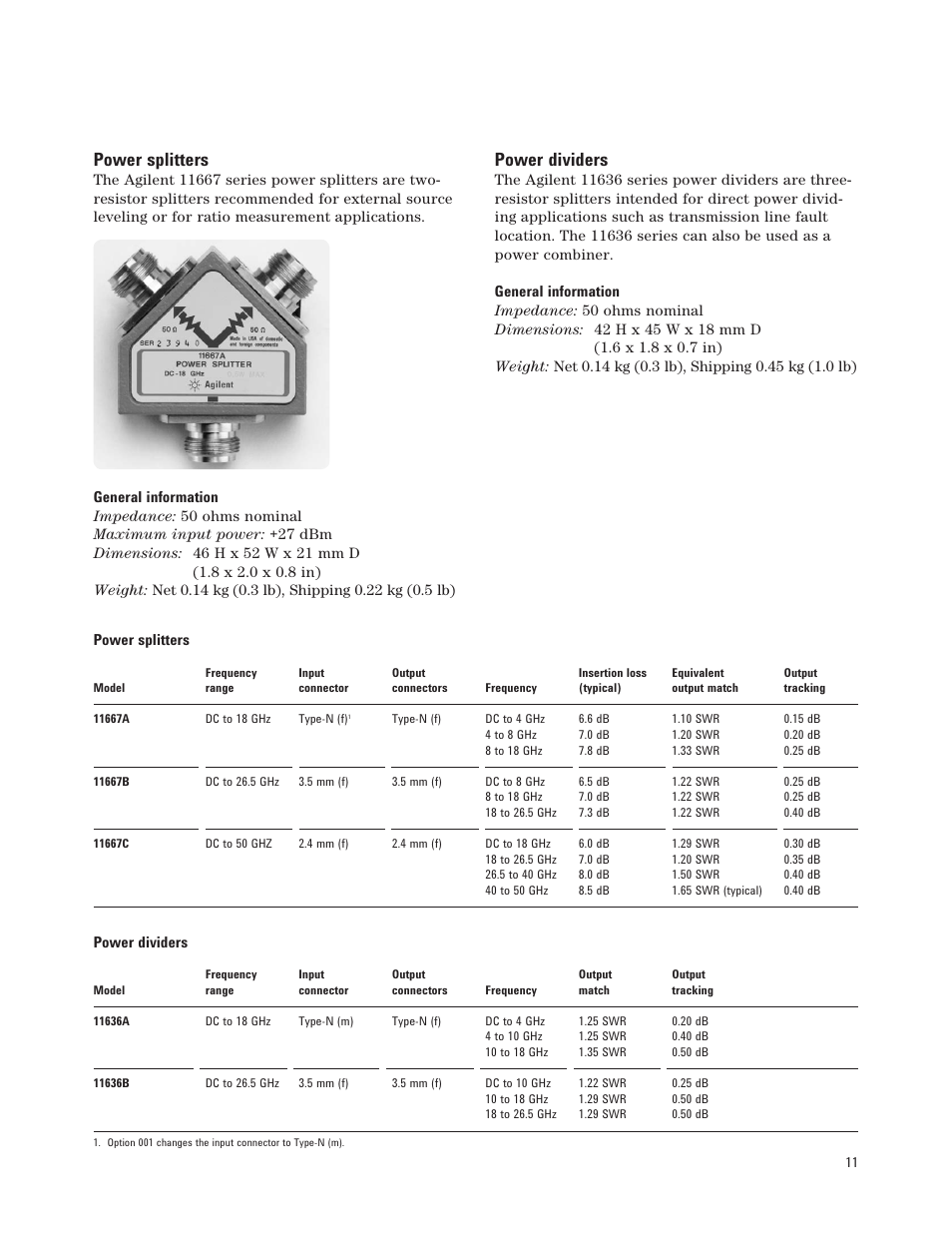 Power splitters, Power dividers | Atec Agilent-8757D User Manual | Page 11 / 14