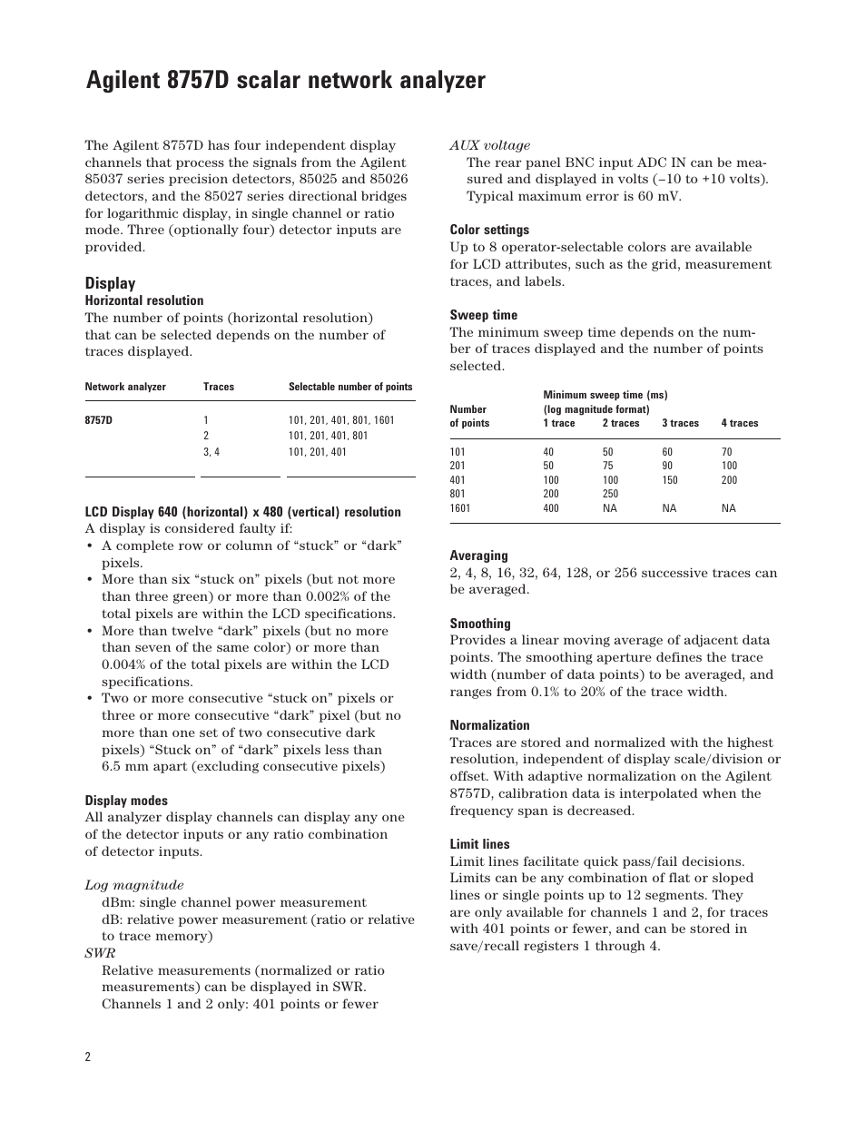 Agilent 8757d scalar network analyzer, Display | Atec Agilent-8757D User Manual | Page 2 / 14