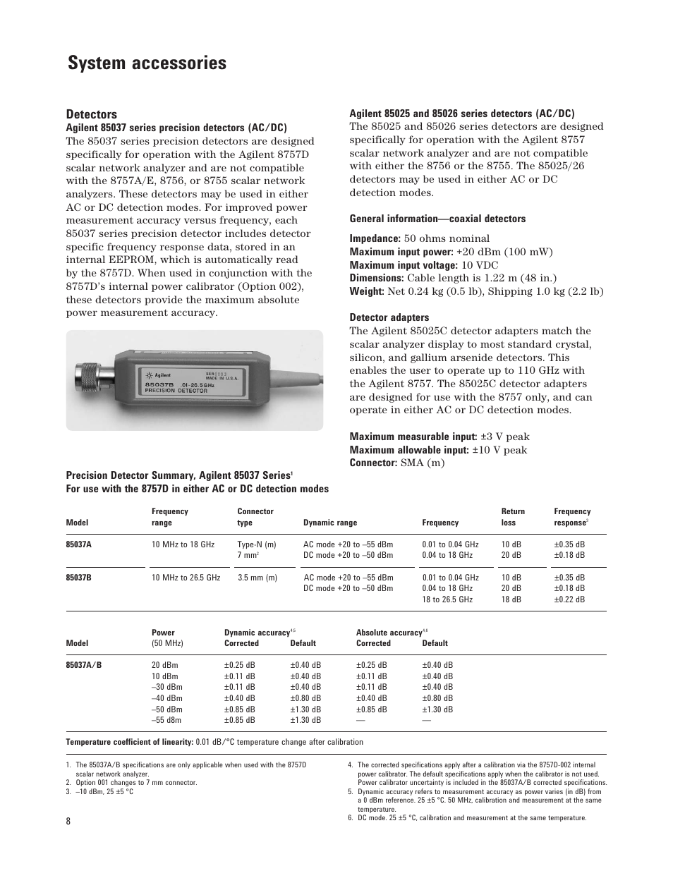 System accessories, Detectors | Atec Agilent-8757D User Manual | Page 8 / 14