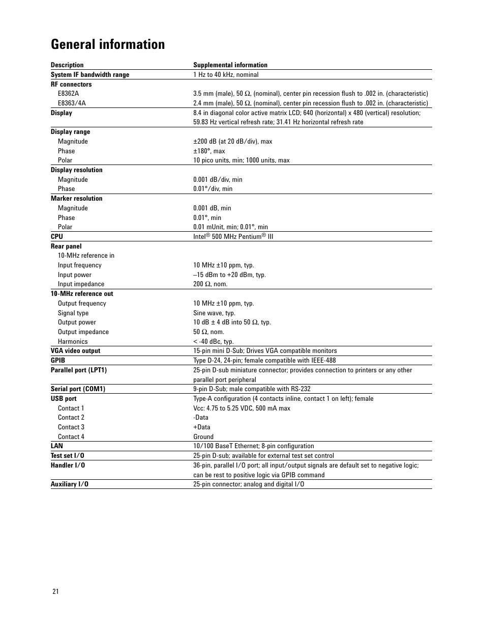 General information | Atec Agilent-E8364A User Manual | Page 21 / 32