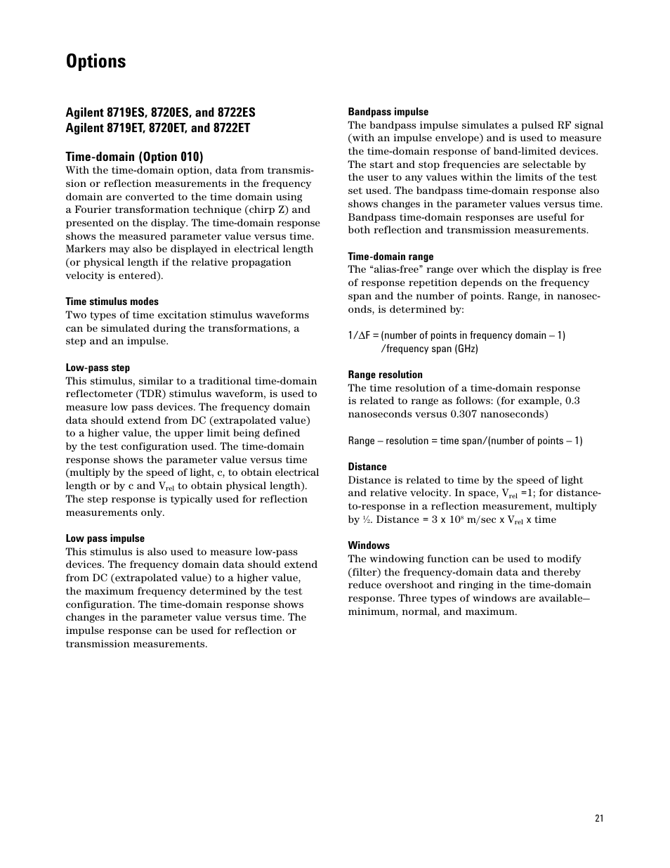 Options | Atec Agilent-8722ES User Manual | Page 17 / 32