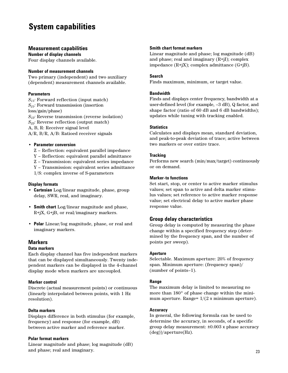 System capabilities | Atec Agilent-8722ES User Manual | Page 19 / 32