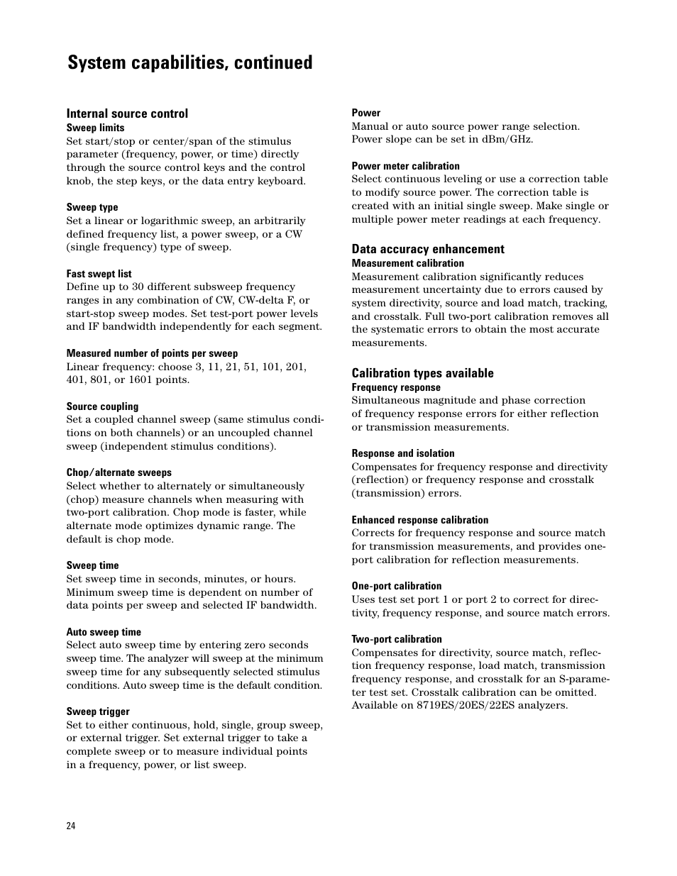 System capabilities, continued | Atec Agilent-8722ES User Manual | Page 20 / 32