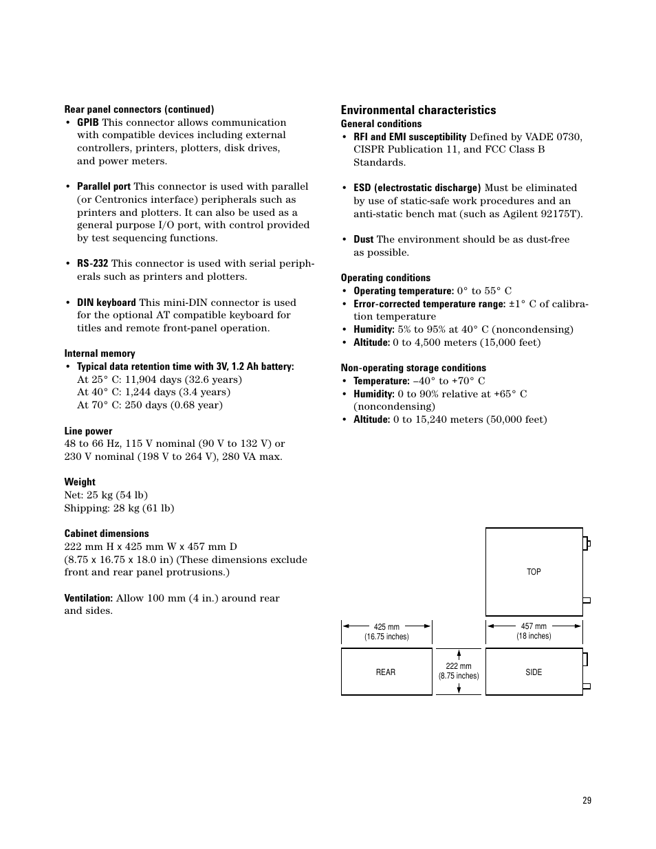 Environmental characteristics | Atec Agilent-8722ES User Manual | Page 25 / 32