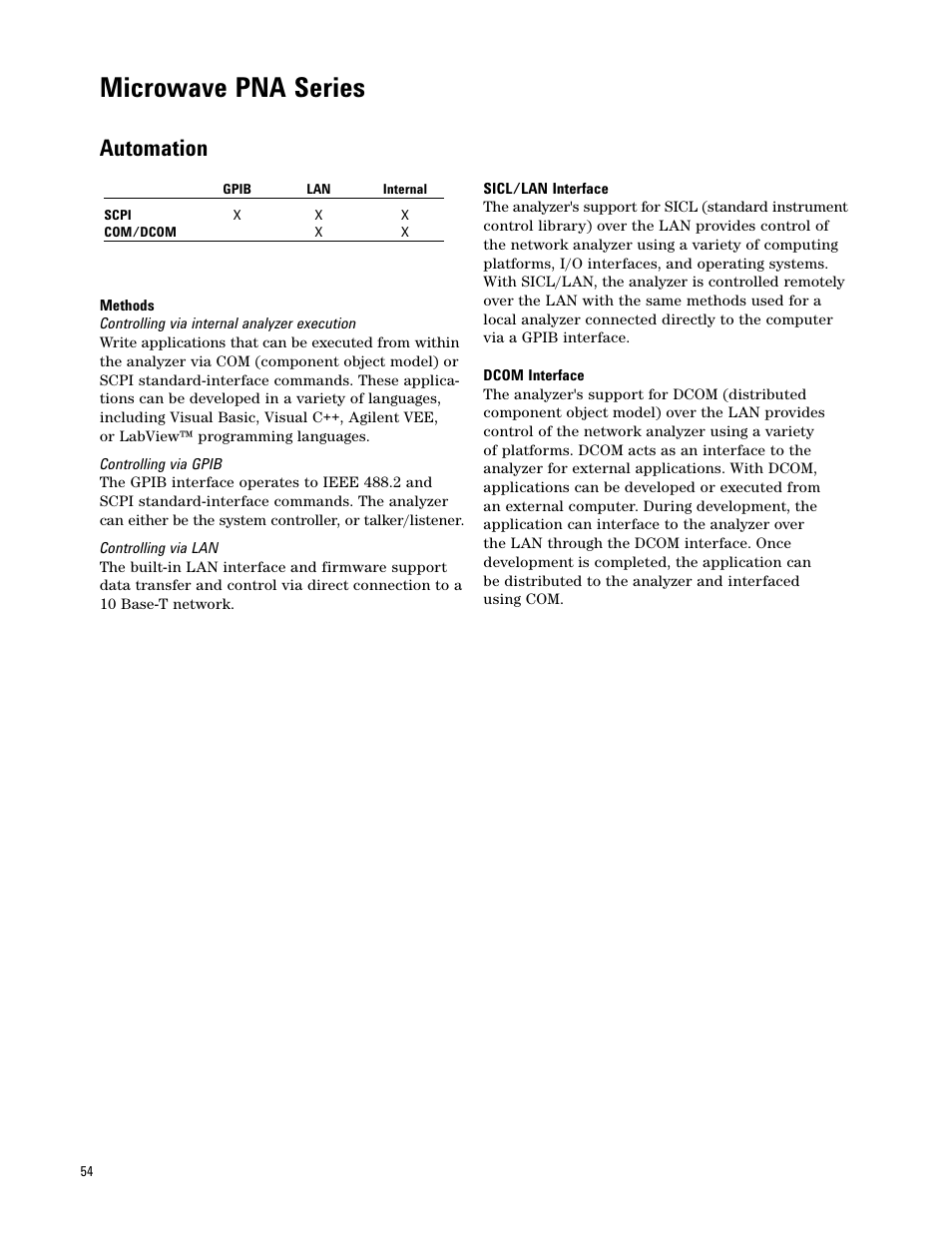 Microwave pna series, Automation | Atec Agilent-E8361A User Manual | Page 54 / 64