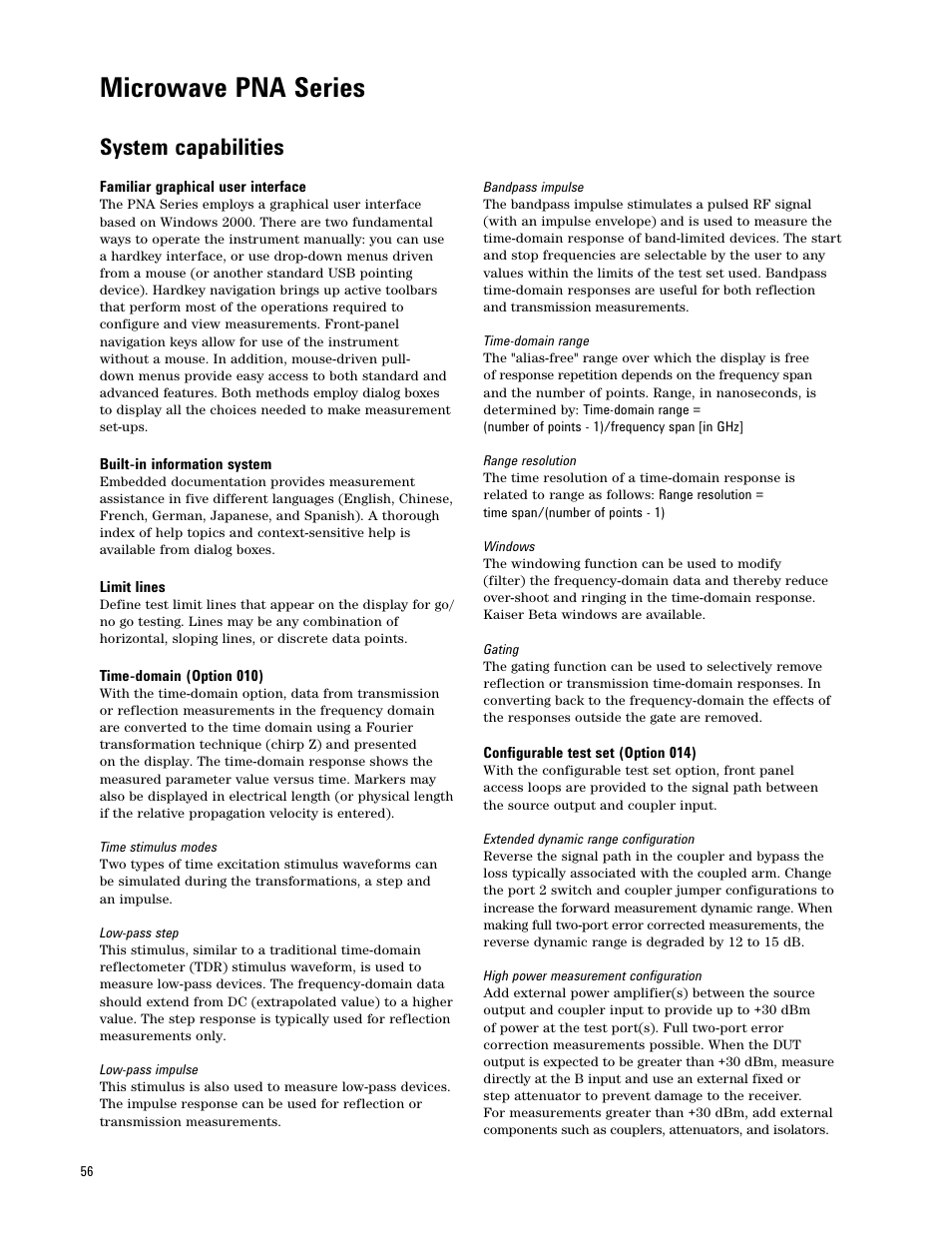 Microwave pna series, System capabilities | Atec Agilent-E8361A User Manual | Page 56 / 64