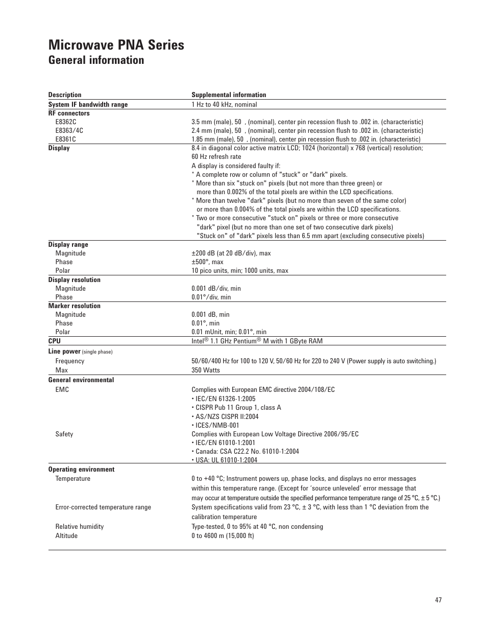 Microwave pna series, General information | Atec Agilent-E8364C User Manual | Page 47 / 64