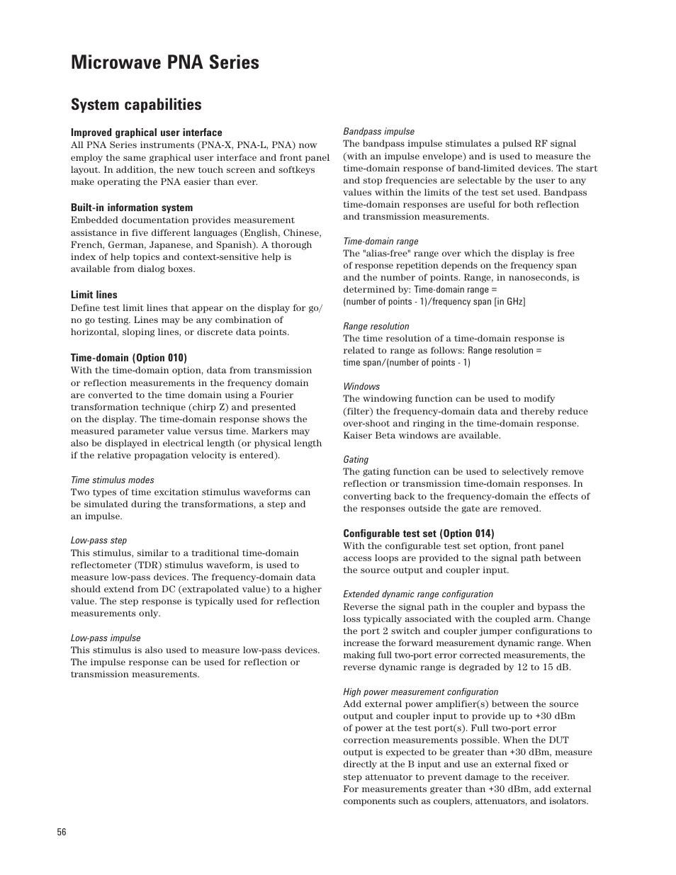 Microwave pna series, System capabilities | Atec Agilent-E8364C User Manual | Page 56 / 64