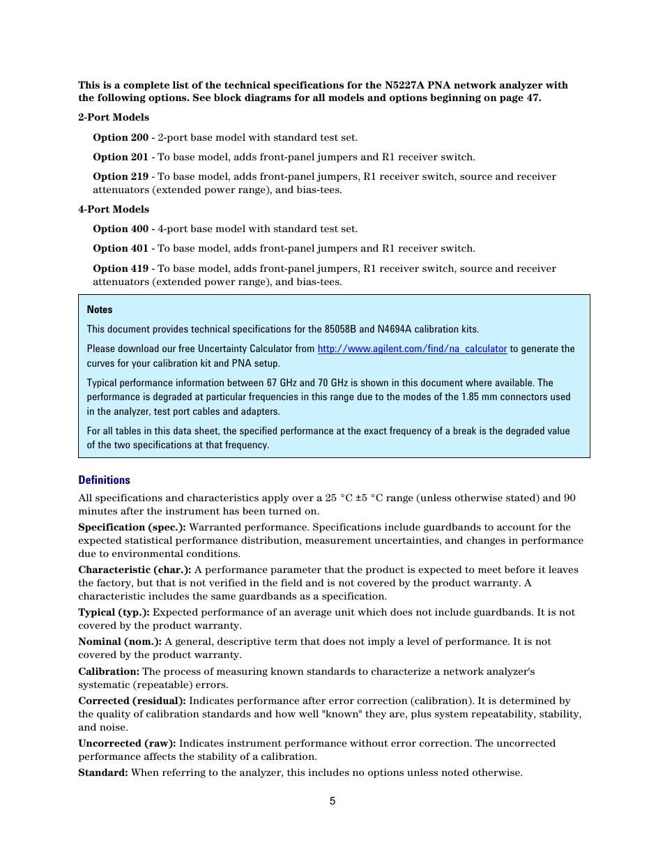 Definitions | Atec Agilent-N5227A User Manual | Page 5 / 52