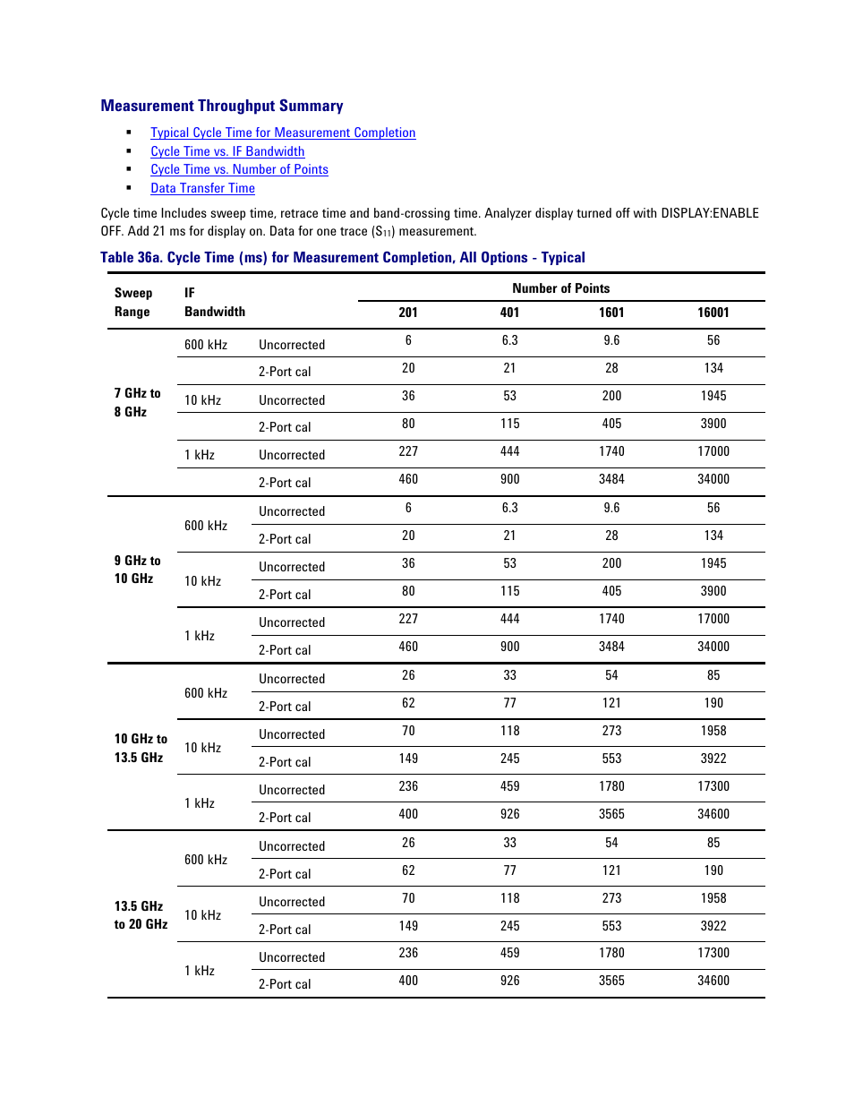 Measurement throughput summary | Atec Agilent-PNA-X Series User Manual | Page 47 / 60