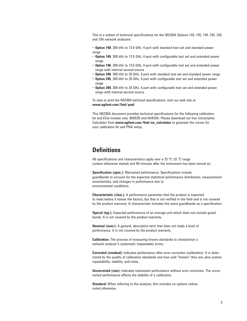 Definitions | Atec Agilent-N5230A User Manual | Page 3 / 32