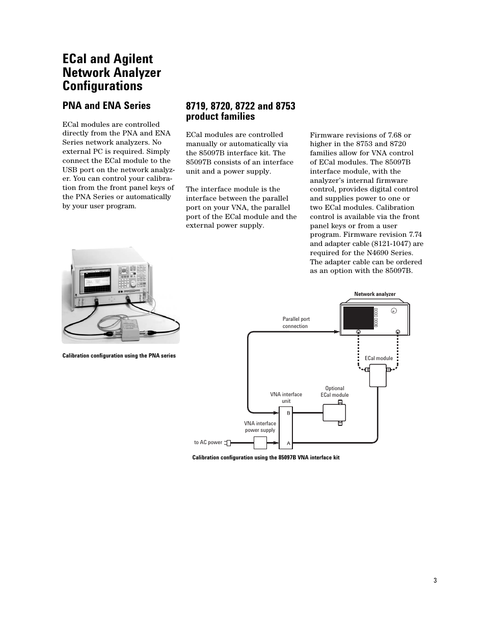 Ecal and agilent network analyzer configurations, Pna and ena series | Atec Agilent-N4433A User Manual | Page 3 / 12