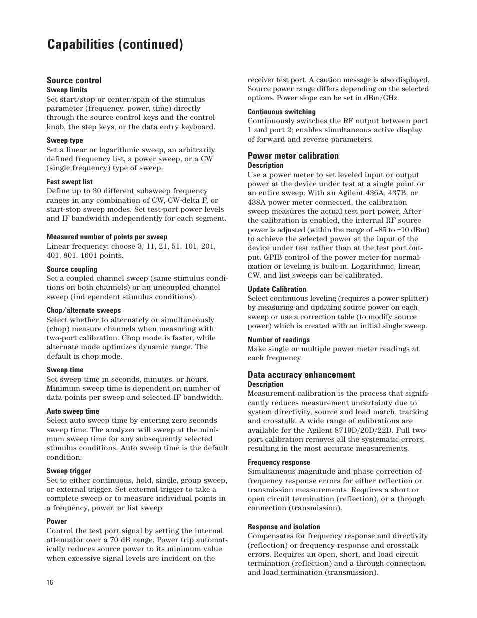 Capabilities (continued) | Atec Agilent-8720D User Manual | Page 16 / 26