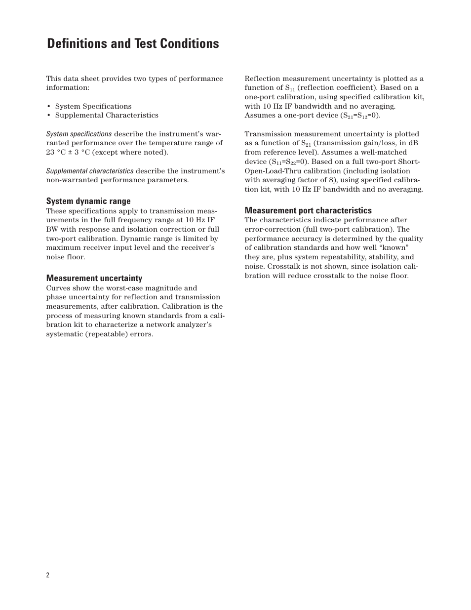 Definitions and test conditions | Atec Agilent-8720D User Manual | Page 2 / 26