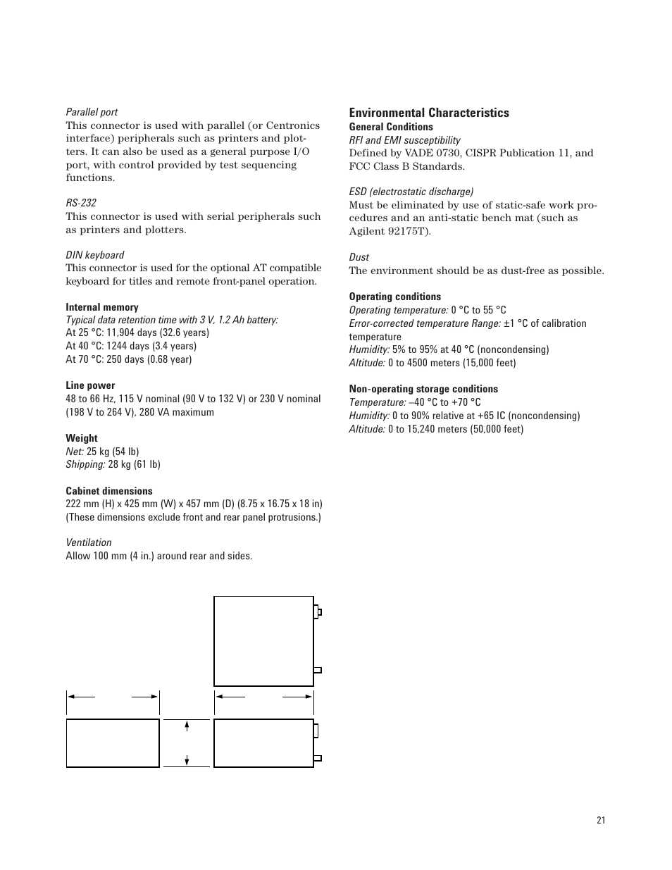 Environmental characteristics | Atec Agilent-8720D User Manual | Page 21 / 26