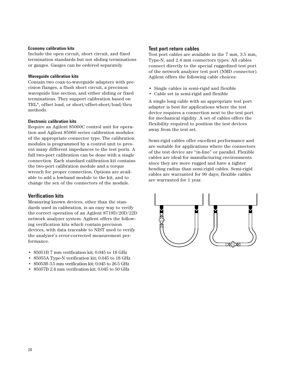 Verification kits, Test port return cables | Atec Agilent-8720D User Manual | Page 24 / 26