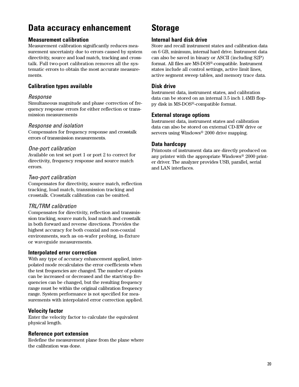 Data accuracy enhancement, Storage | Atec Agilent-PNA Series User Manual | Page 20 / 24