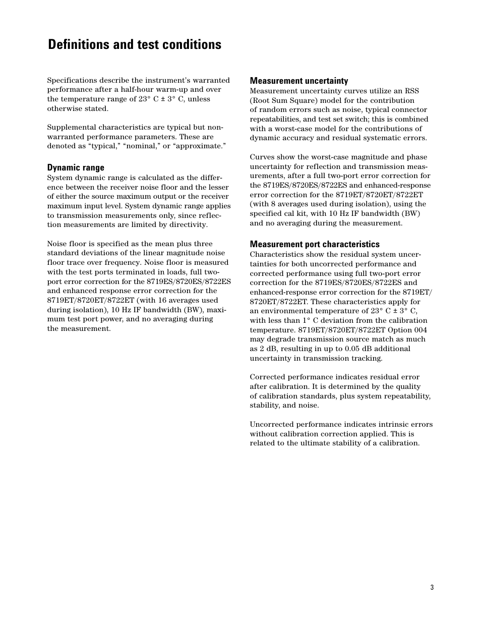 Definitions and test conditions | Atec Agilent-8719E-8720E-8722E User Manual | Page 3 / 36