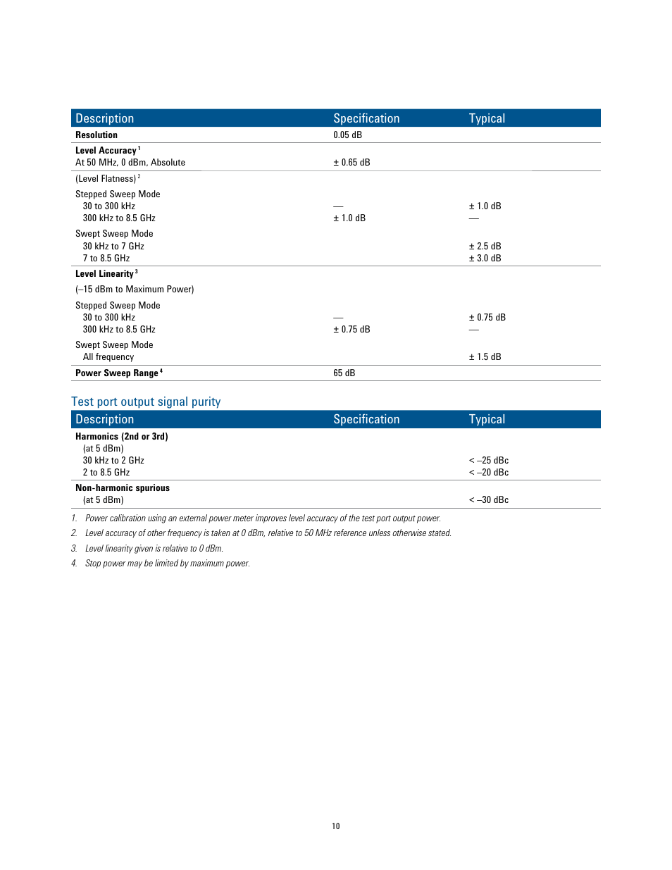 Description specification typical | Atec Agilent-N5072A Series User Manual | Page 10 / 23