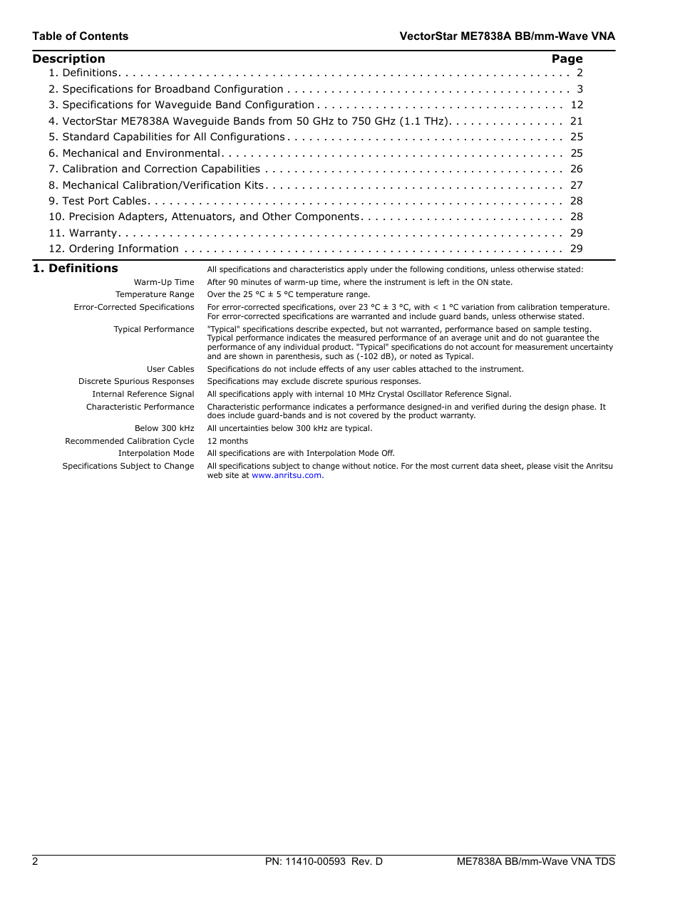 Definitions | Atec Anritsu-ME7838A User Manual | Page 2 / 32