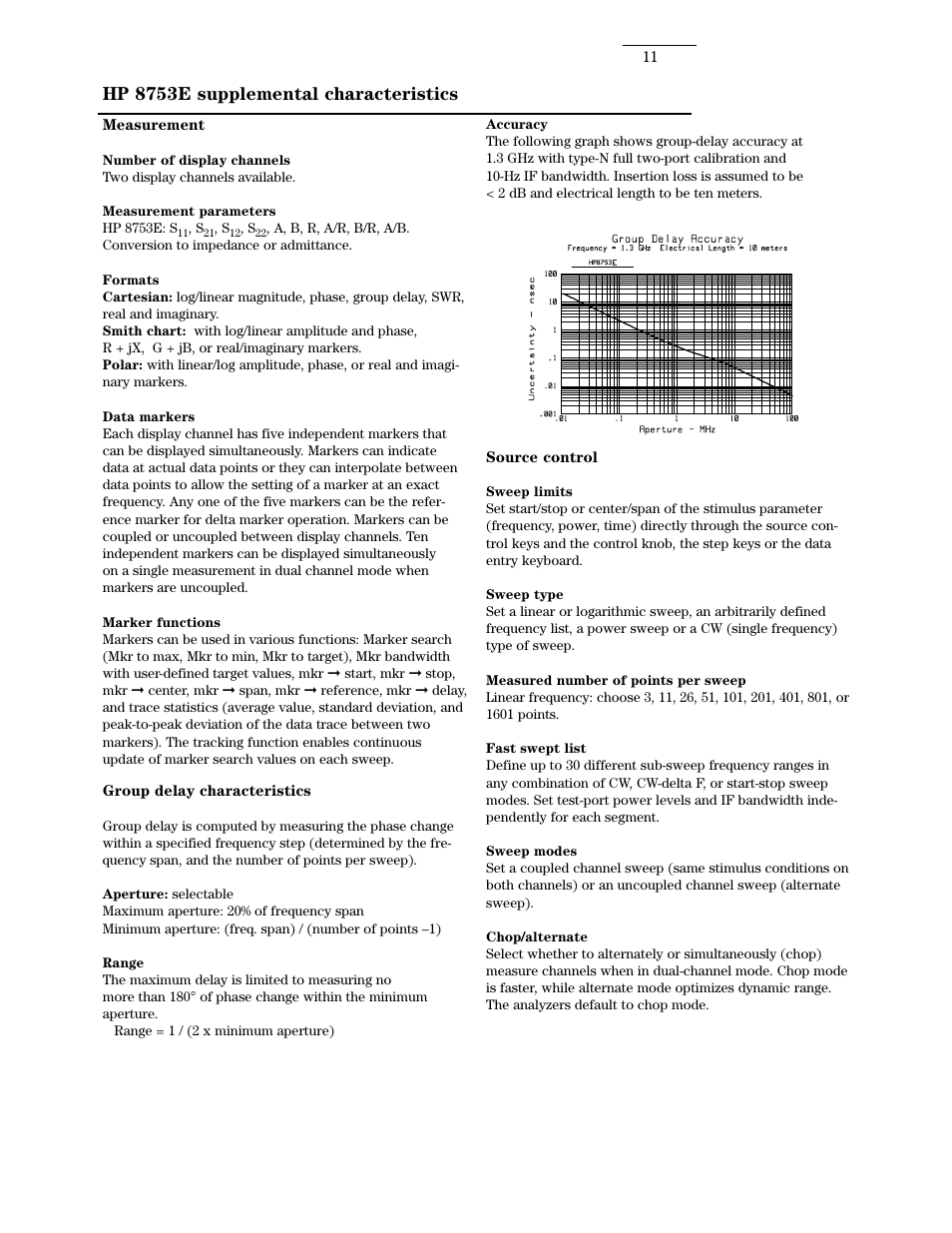 Hp 8753e supplemental characteristics | Atec Agilent-8753E User Manual | Page 11 / 25