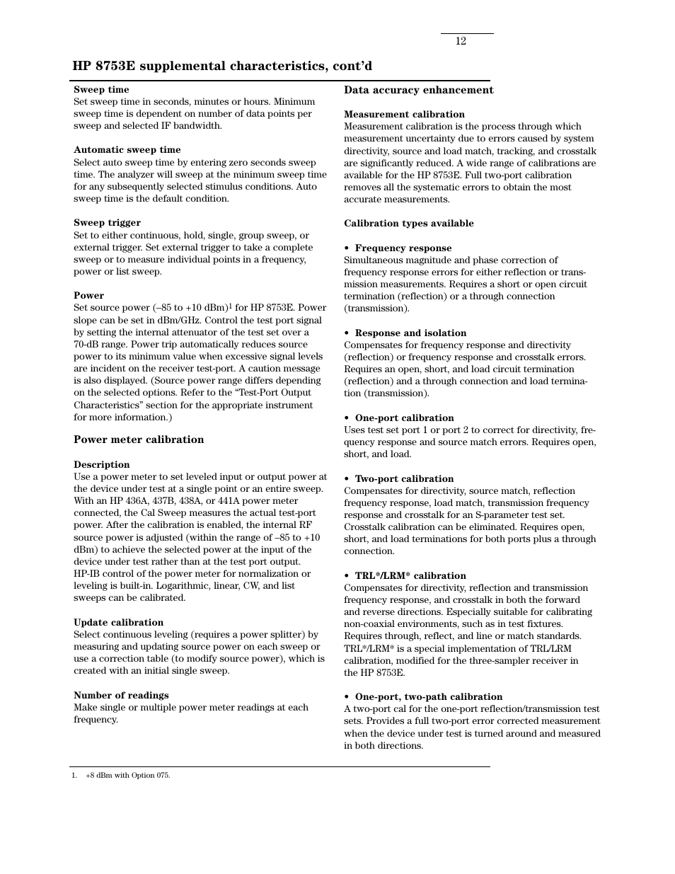 Hp 8753e supplemental characteristics, cont’d | Atec Agilent-8753E User Manual | Page 12 / 25