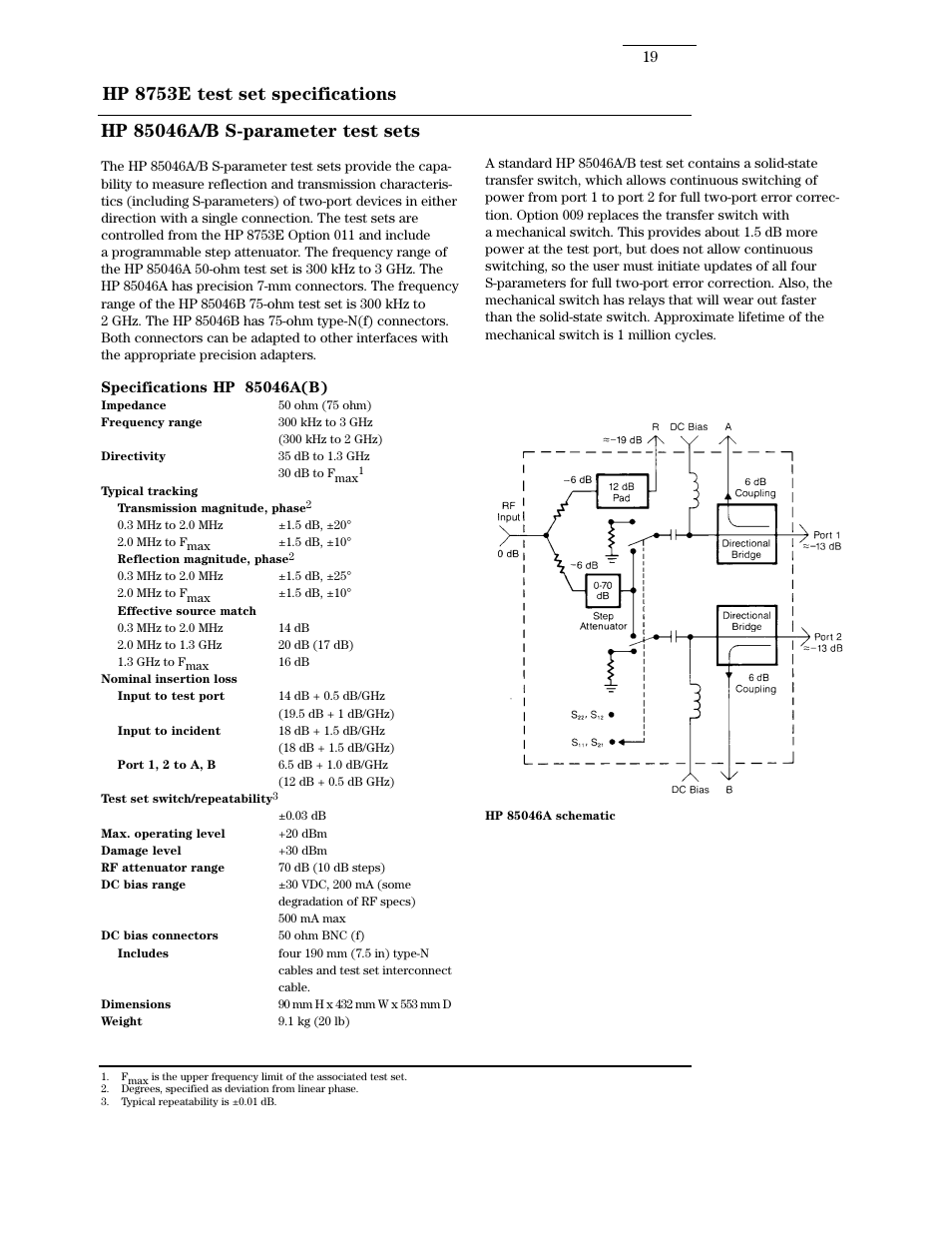 Hp 8753e test set specifications | Atec Agilent-8753E User Manual | Page 19 / 25