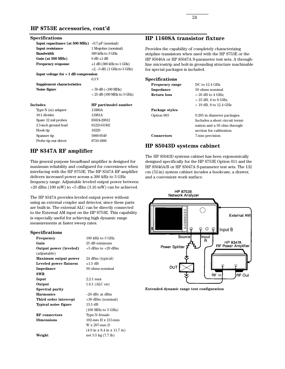 Hp 8347a rf amplifier, Hp 8753e accessories, cont’d | Atec Agilent-8753E User Manual | Page 24 / 25